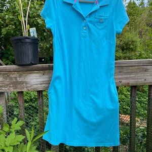 Lilly Pulitzer Polo Dress Turquoise and Pink Size M Preowned Cotton Blend